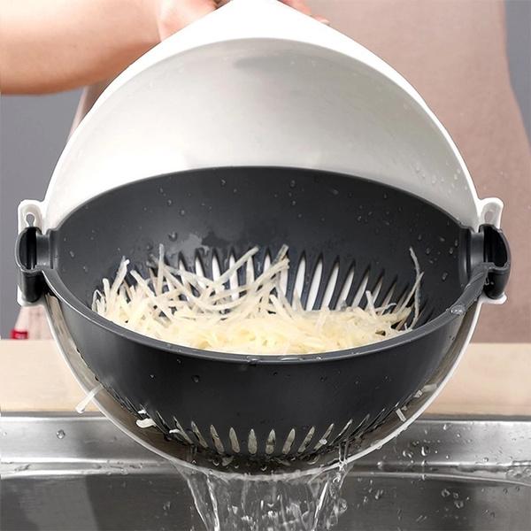 9-IN-1 MULTI-FUNCTIONAL VEGETABLE CUTTER WITH ROTATE DRAINING BASKET