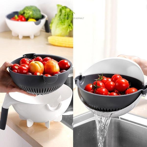 9-IN-1 MULTI-FUNCTIONAL VEGETABLE CUTTER WITH ROTATE DRAINING BASKET