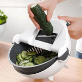 9-IN-1 MULTI-FUNCTIONAL VEGETABLE CUTTER WITH ROTATE DRAINING BASKET